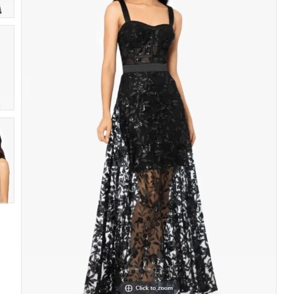 Blondie Nites Black Sequin Floral A-Line Formal Dress Gown Size 17 - Picture 1 of 14